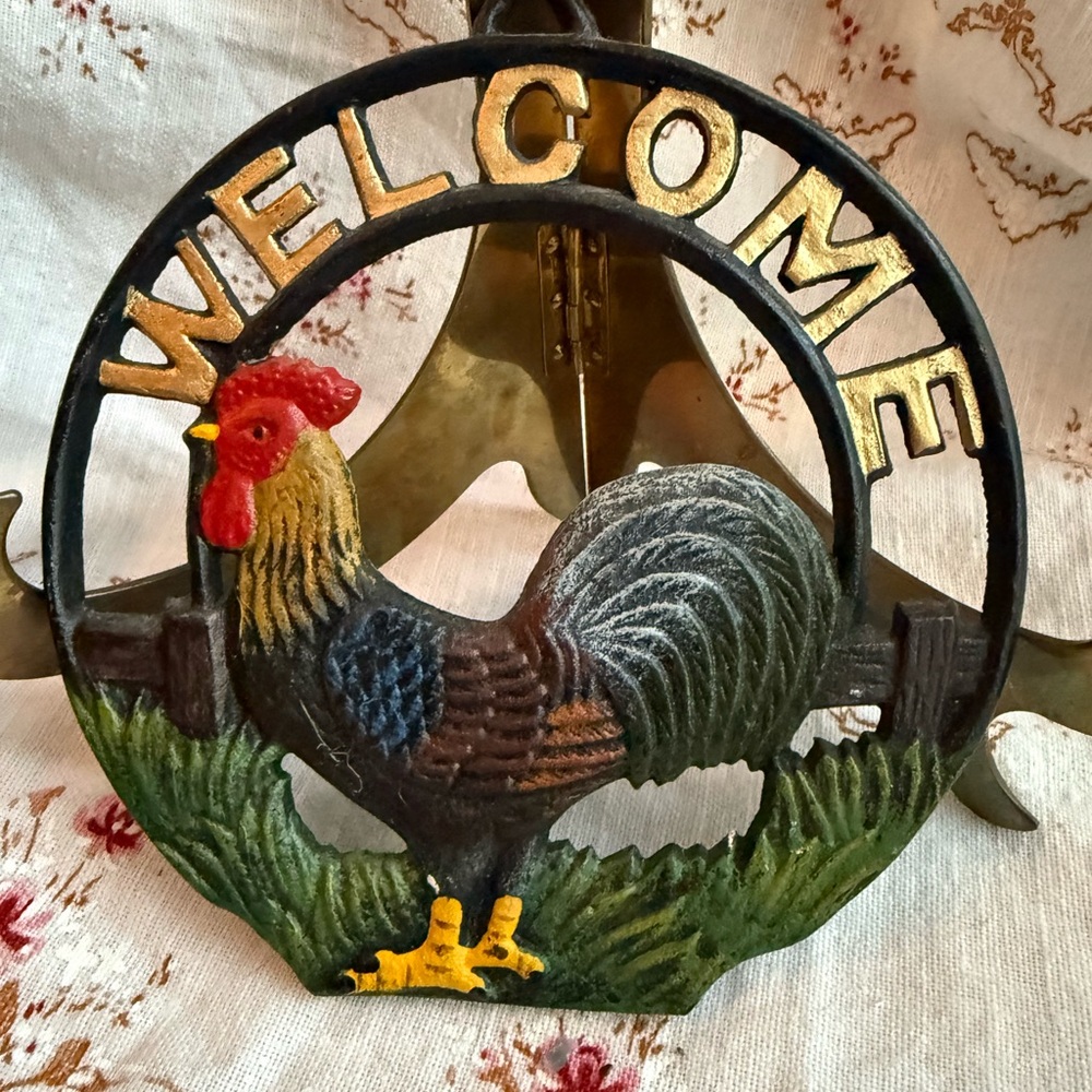 Colorful Rooster Cast iron Welcome Sign